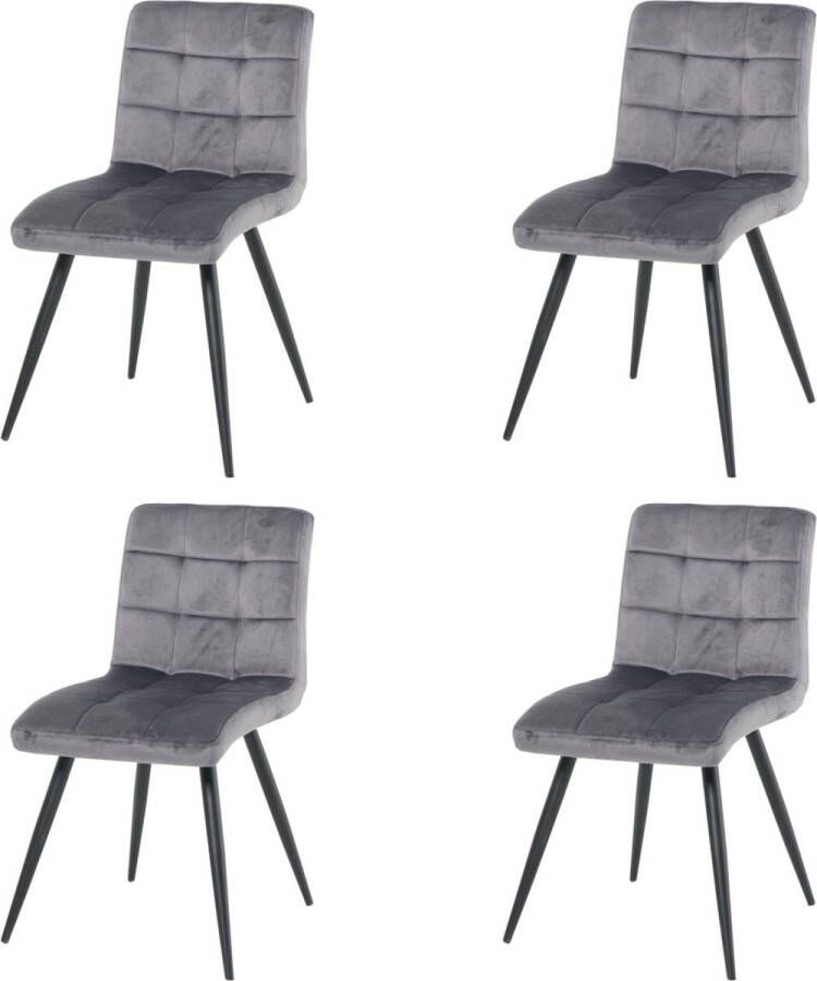 Nuvolix velvet eetkamerstoelen set van 4 Londen eetkamerstoel velvet stoel grijs