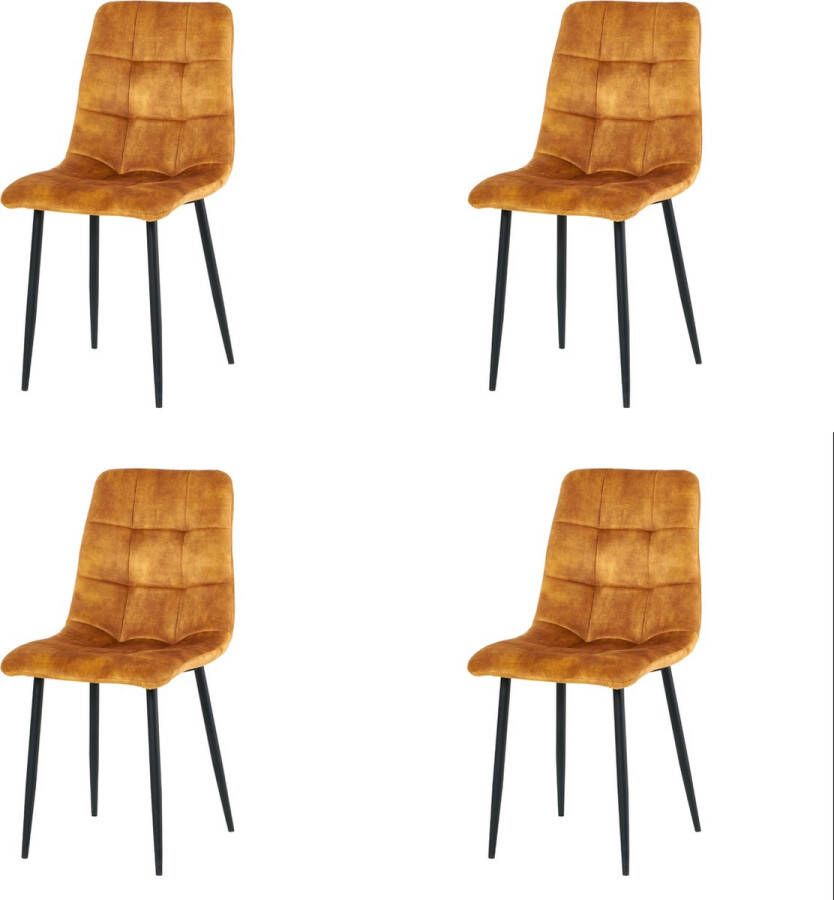 Nuvolix velvet eetkamerstoelen set van 4 Los Angeles eetkamerstoel velvet stoel cognac