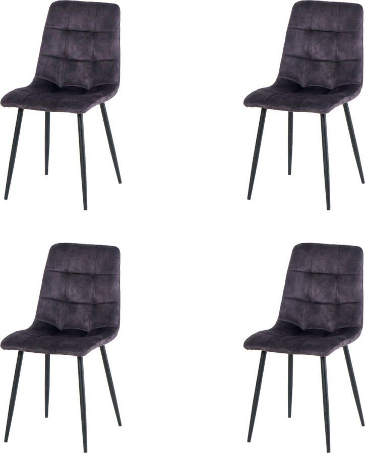 Merkloos Nuvolix velvet eetkamerstoelen set van 4 Los Angeles eetkamerstoel velvet stoel grijs