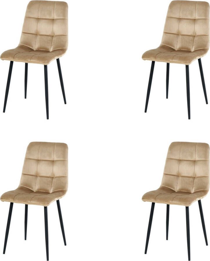 Merkloos' Velvet eetkamerstoelen set van 4 Milaan eetkamerstoel velvet stoel beige