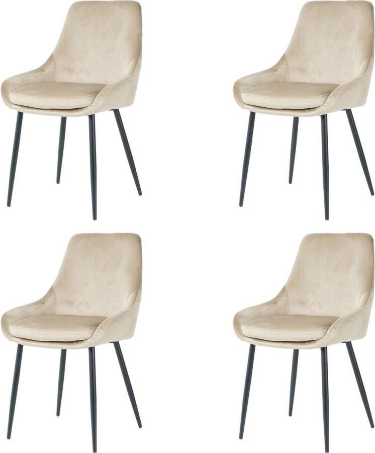 Nuvolix velvet eetkamerstoelen set van 4 Parijs eetkamerstoel velvet stoel beige