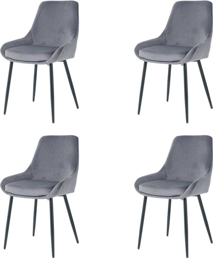 Nuvolix velvet eetkamerstoelen set van 4 Parijs eetkamerstoel velvet stoel grijs
