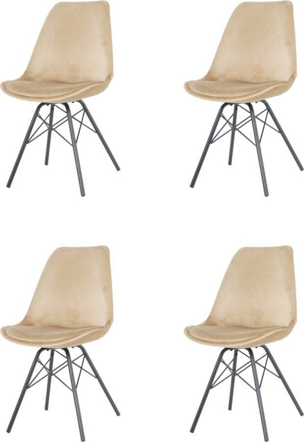 Nuvolix velvet eetkamerstoelen set van 4 San Francisco eetkamerstoel velvet kuipstoel beige