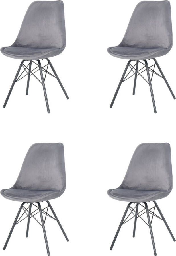 Nuvolix velvet eetkamerstoelen set van 4 San Francisco eetkamerstoel velvet kuipstoel grijs