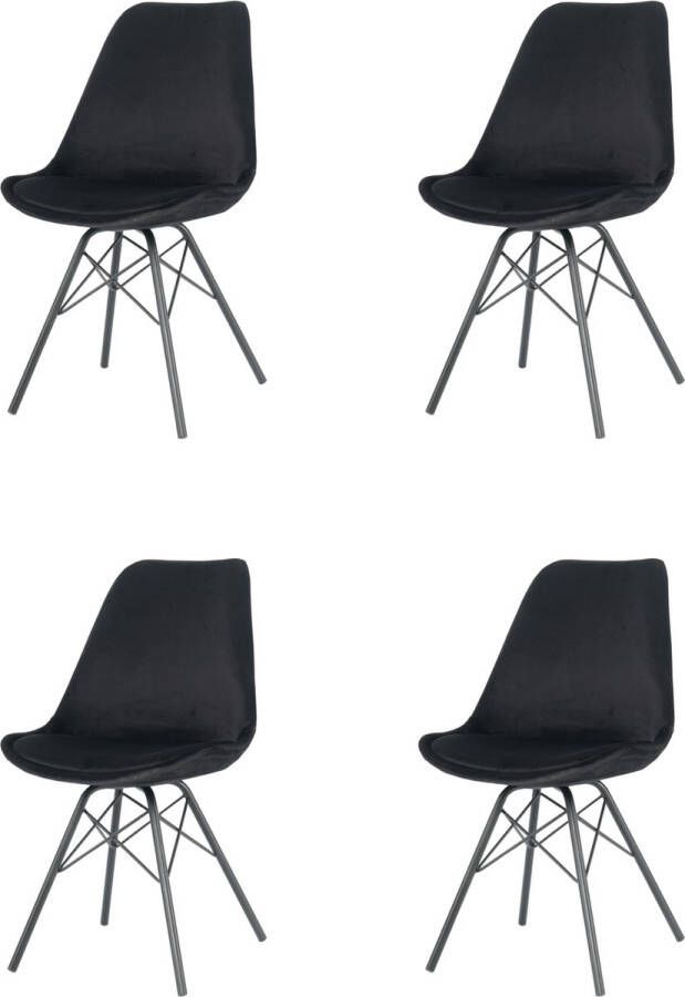 Nuvolix velvet eetkamerstoelen set van 4 San Francisco eetkamerstoel velvet kuipstoel zwart