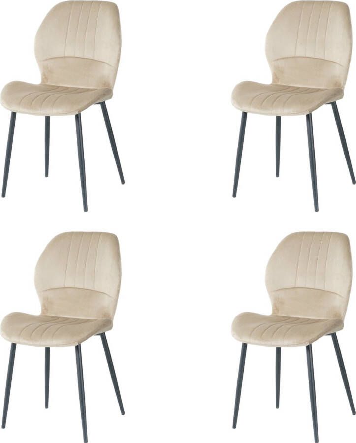 Nuvolix velvet eetkamerstoelen set van 4 Texas eetkamerstoel velvet stoel beige