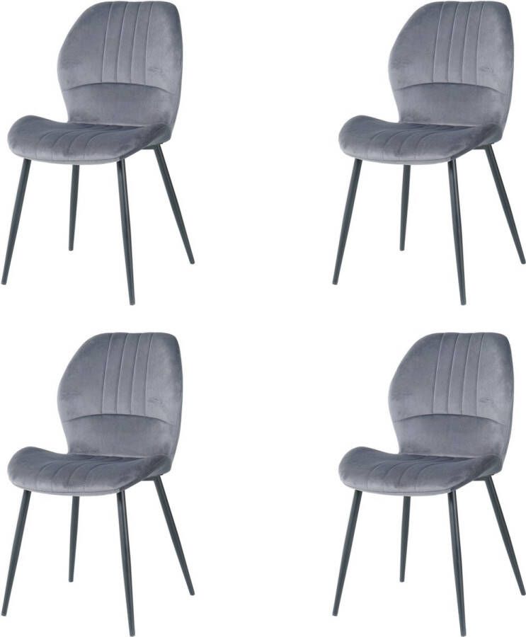 Nuvolix velvet eetkamerstoelen set van 4 Texas eetkamerstoel velvet stoel grijs
