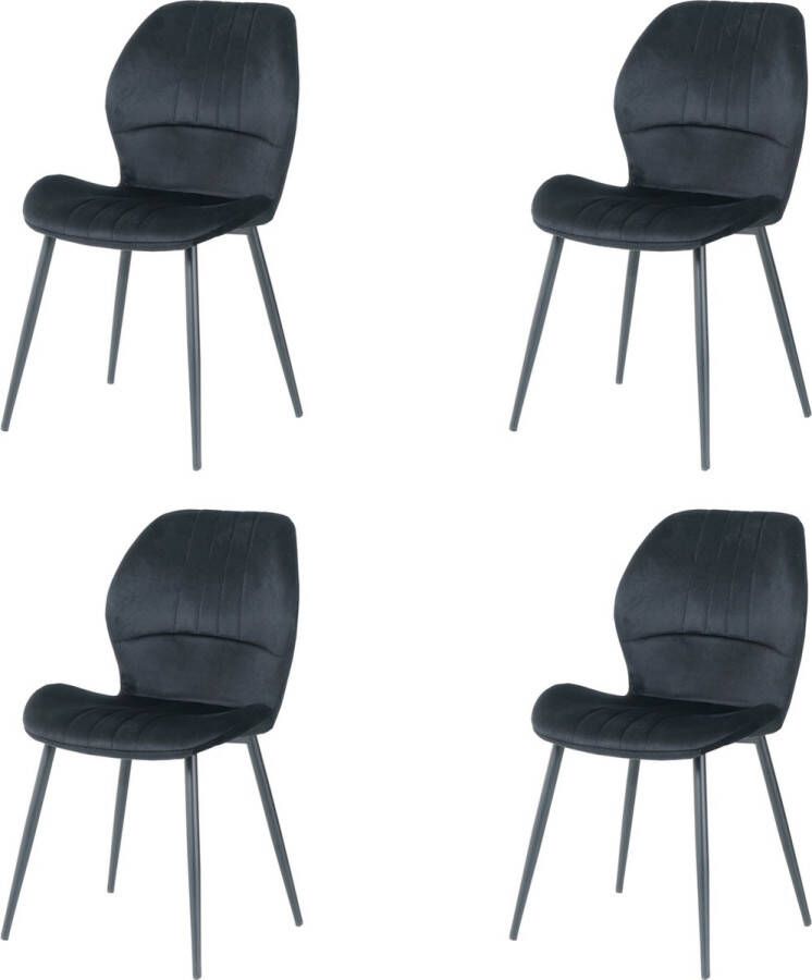 Nuvolix velvet eetkamerstoelen set van 4 Texas eetkamerstoel velvet stoel zwart
