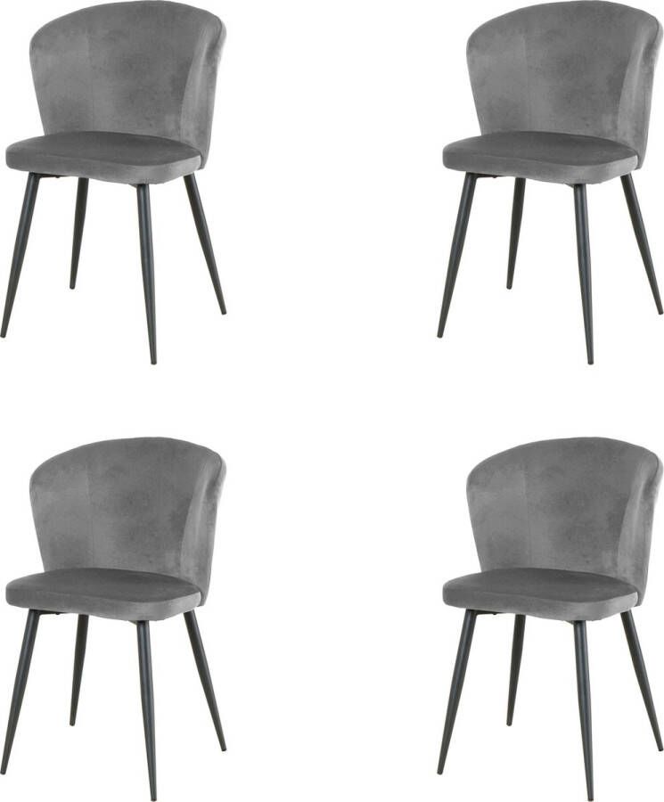 Merkloos velvet eetkamerstoelen set van 4 Toronto eetkamerstoel velvet stoel grijs