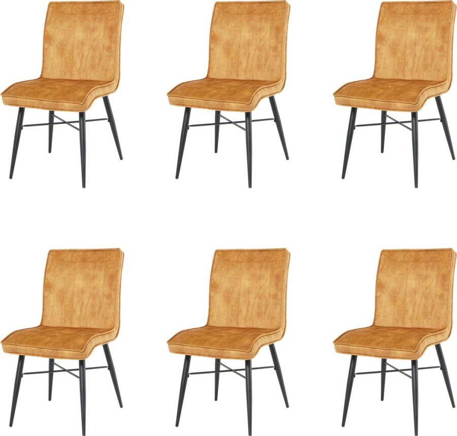 Nuvolix velvet eetkamerstoelen set van 6 Berlijn eetkamerstoel velvet stoel cognac