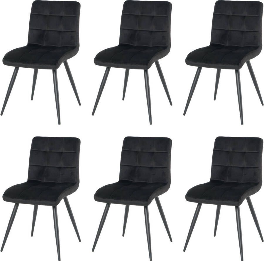 Nuvolix velvet eetkamerstoelen set van 6 Londen eetkamerstoel velvet stoel zwart