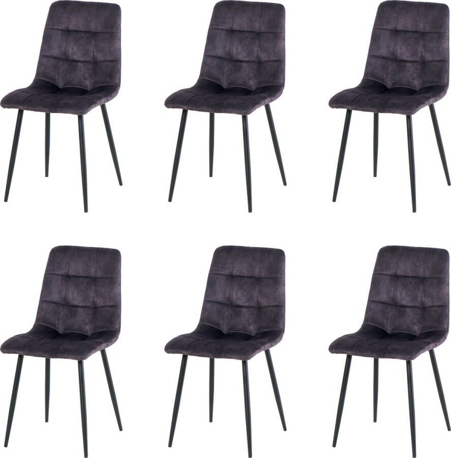 Merkloos velvet eetkamerstoelen set van 6 Los Angeles eetkamerstoel velvet stoel grijs