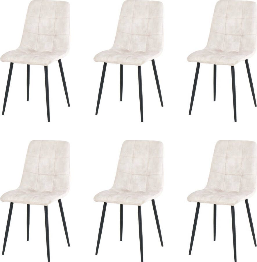 Merkloos Velvet eetkamerstoelen set van 6 Los Angeles eetkamerstoel velvet stoel wit