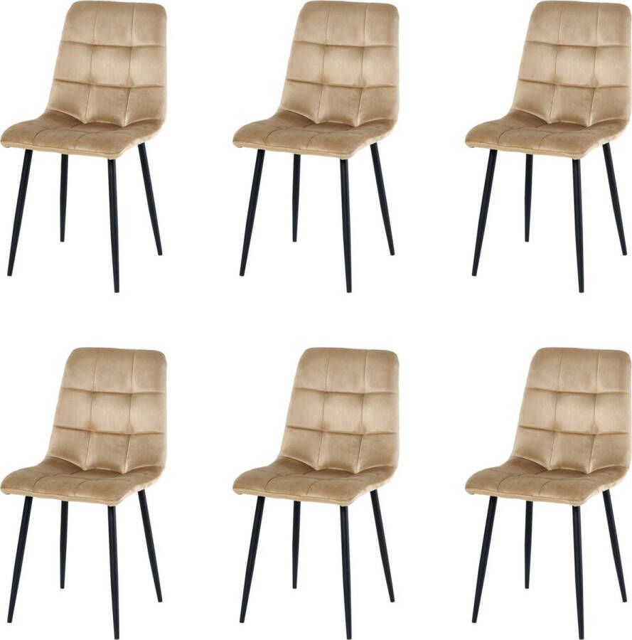 Nuvolix velvet eetkamerstoelen set van 6 Milaan eetkamerstoel velvet stoel beige