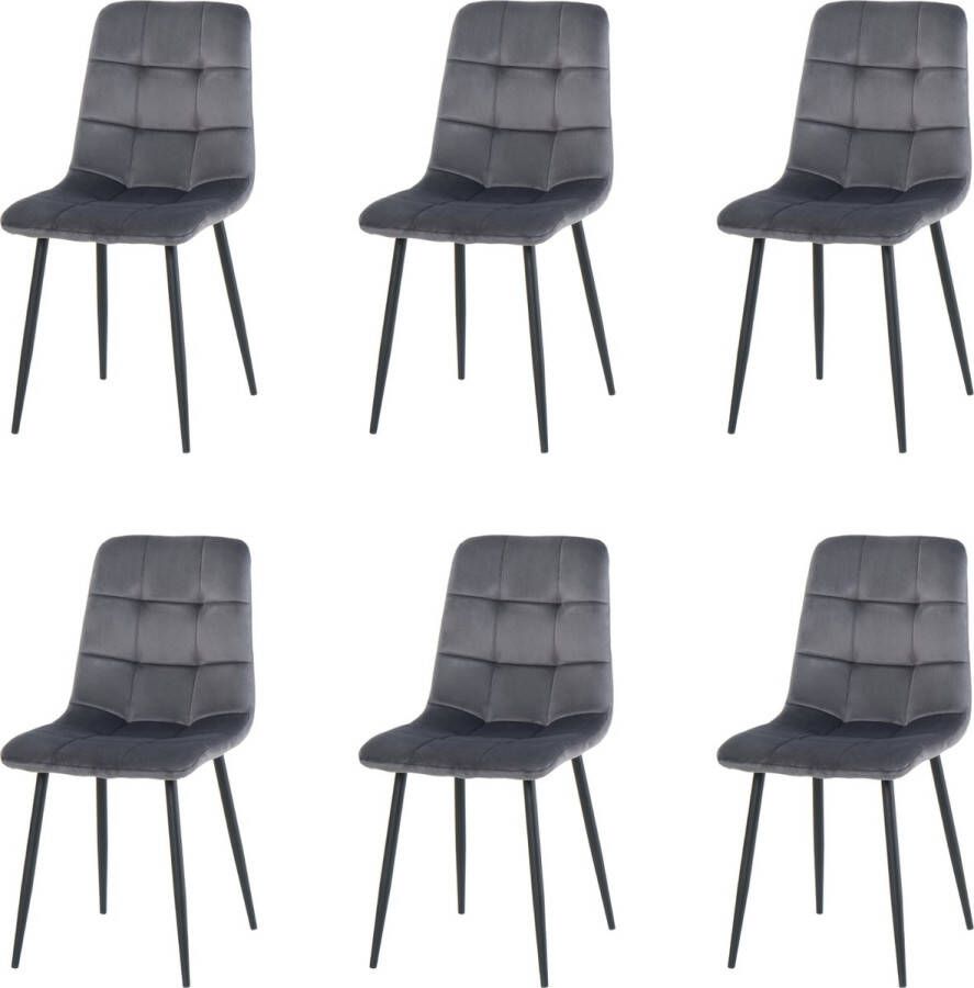 Nuvolix velvet eetkamerstoelen set van 6 Milaan eetkamerstoel velvet stoel grijs