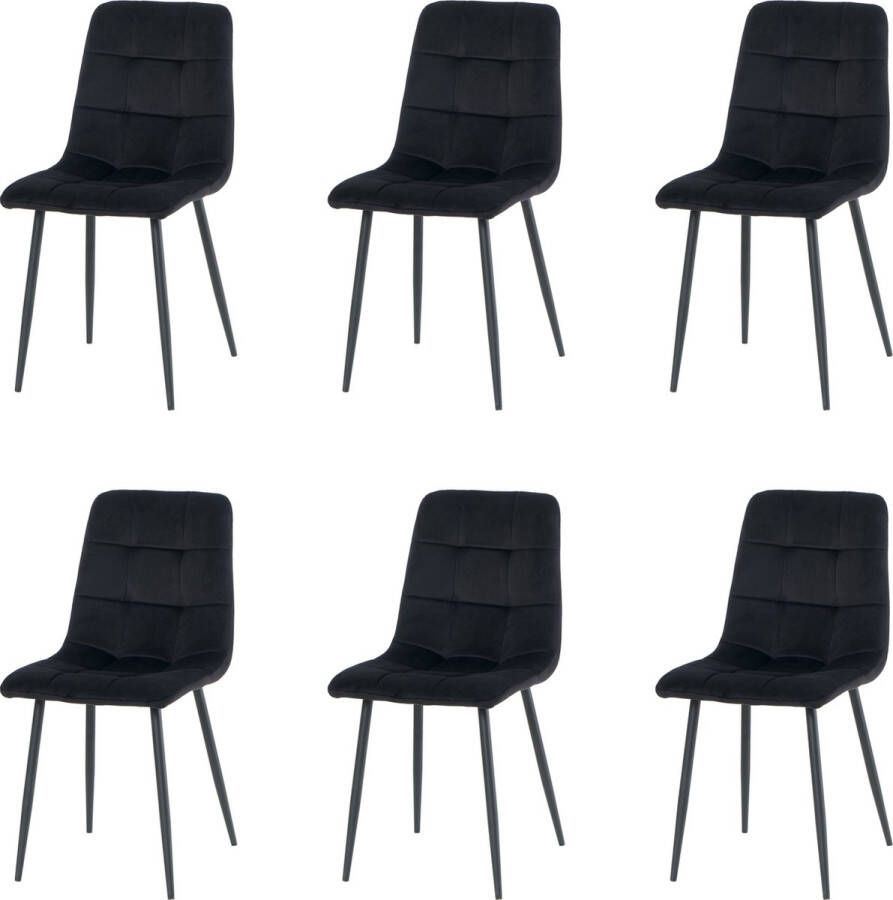 Nuvolix velvet eetkamerstoelen set van 6 Milaan eetkamerstoel velvet stoel zwart