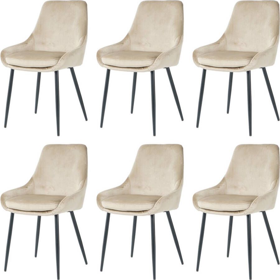 Nuvolix velvet eetkamerstoelen set van 6 Parijs eetkamerstoel velvet stoel beige