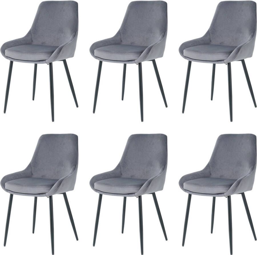 Nuvolix velvet eetkamerstoelen set van 6 Parijs eetkamerstoel velvet stoel grijs