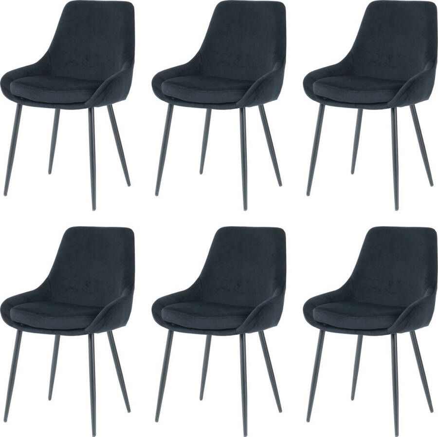Nuvolix velvet eetkamerstoelen set van 6 Parijs eetkamerstoel velvet stoel zwart