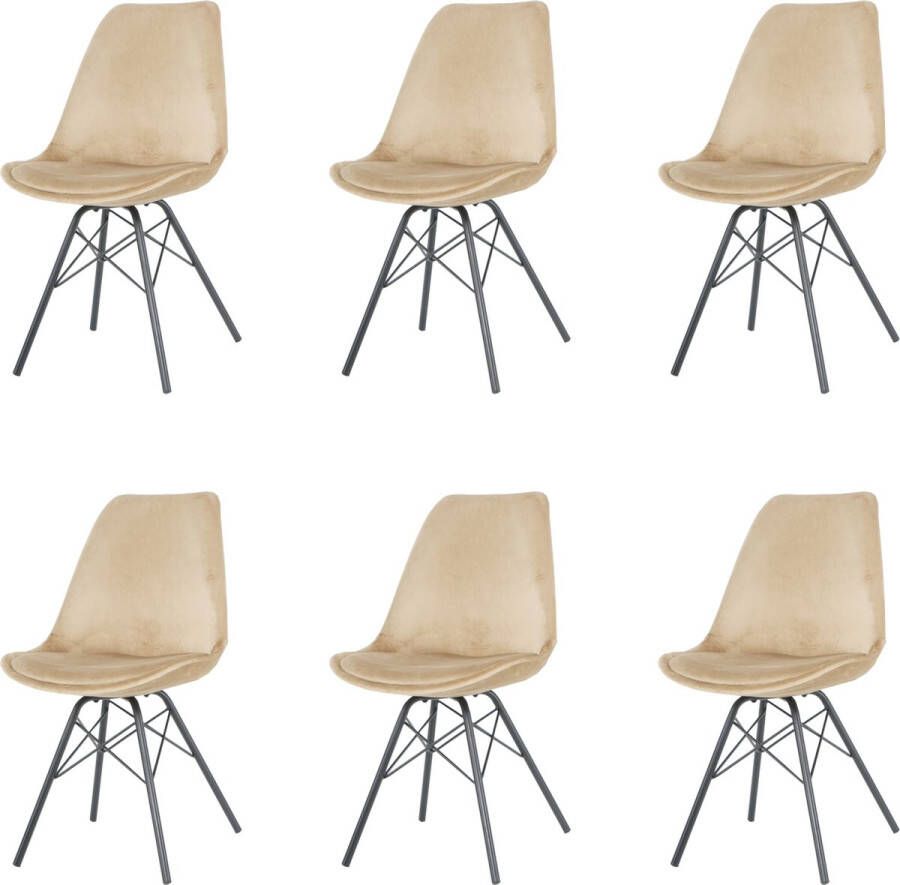 Nuvolix velvet eetkamerstoelen set van 6 San Francisco eetkamerstoel velvet kuipstoel beige