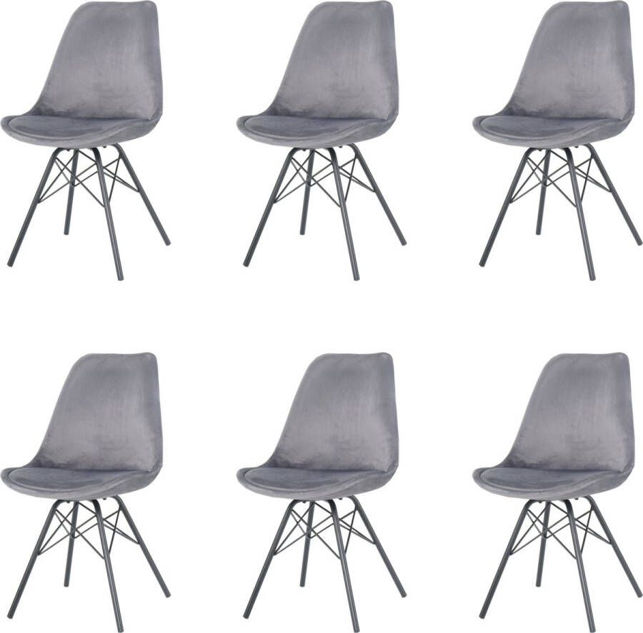 Nuvolix velvet eetkamerstoelen set van 6 San Francisco eetkamerstoel velvet kuipstoel grijs