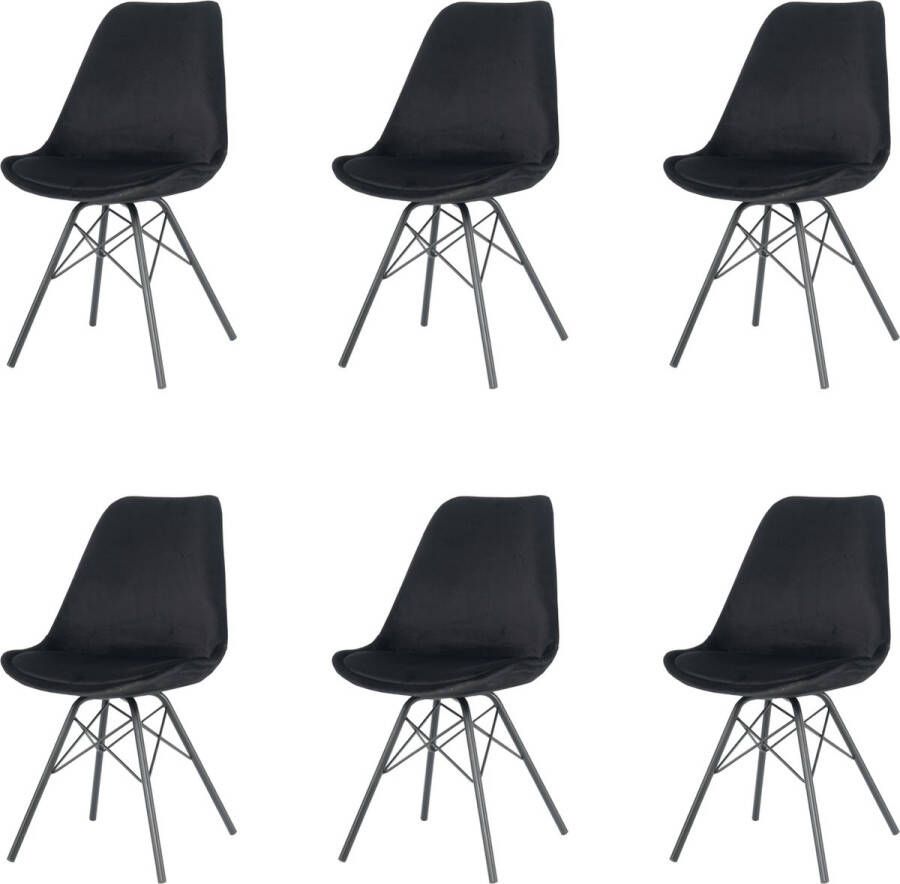 Nuvolix velvet eetkamerstoelen set van 6 San Francisco eetkamerstoel velvet kuipstoel zwart