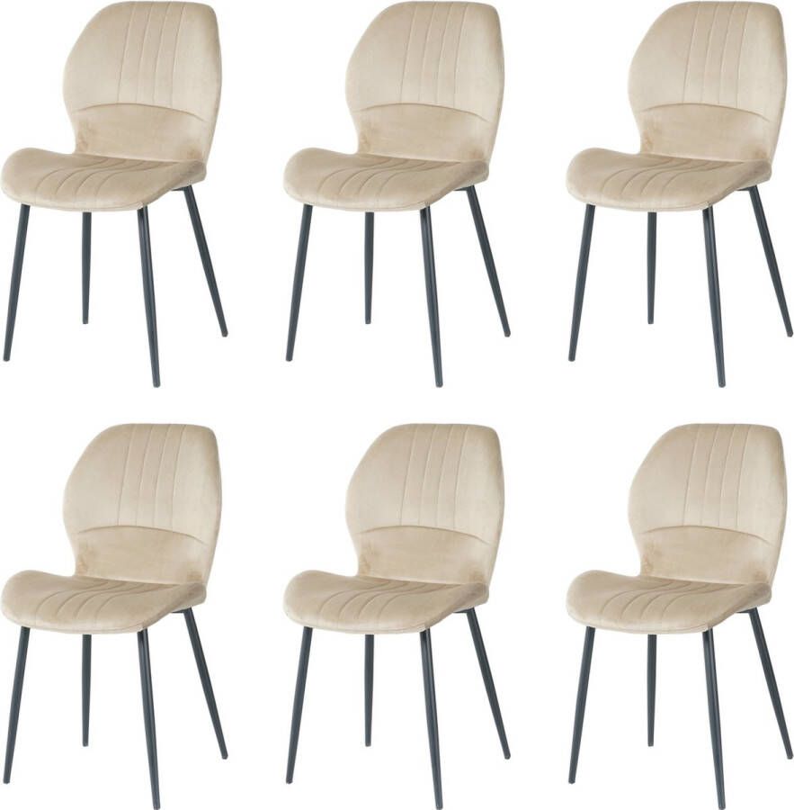 Nuvolix velvet eetkamerstoelen set van 6 Texas eetkamerstoel velvet stoel beige