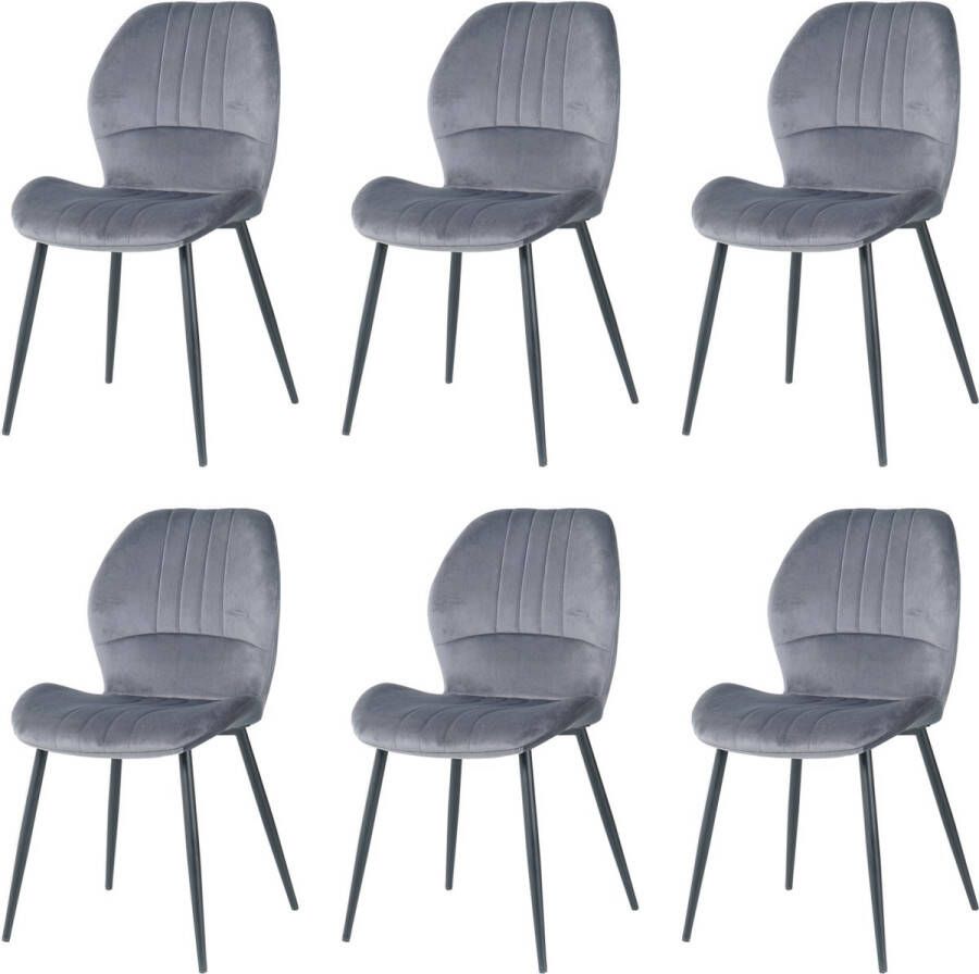 Nuvolix velvet eetkamerstoelen set van 6 Texas eetkamerstoel velvet stoel grijs
