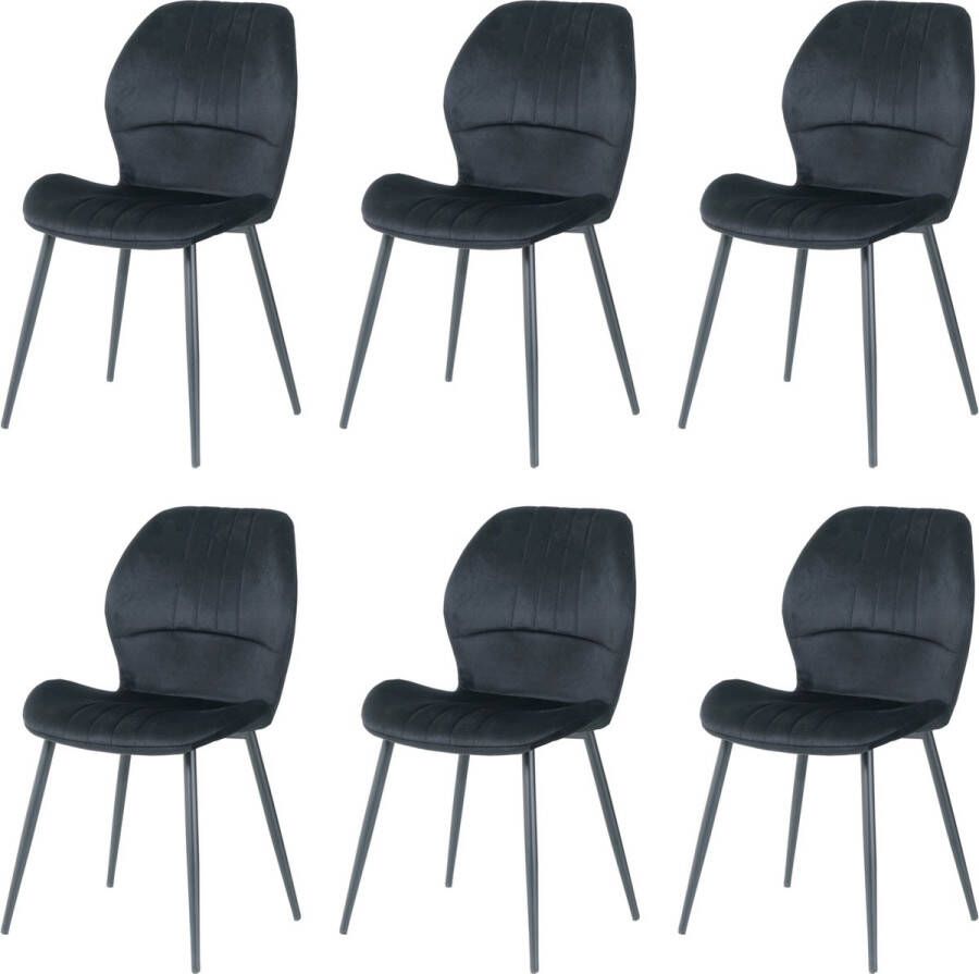 Nuvolix velvet eetkamerstoelen set van 6 Texas eetkamerstoel velvet stoel zwart