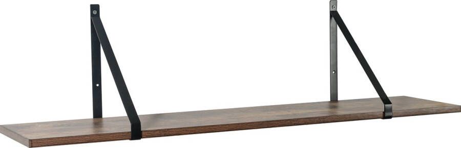 Nuvolix wandplank set van 3 wandplank zwevend wandrek wandplanken industrieel bruin hout 98*20*3 2CM