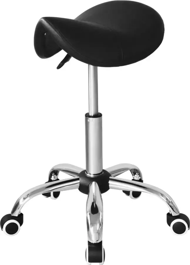 Nuvolix zadelkruk Max. 77CM Ergonomische zadelkruk op wielen Kapperskruk Kruk op wielen Tabouret Zwart - Foto 3