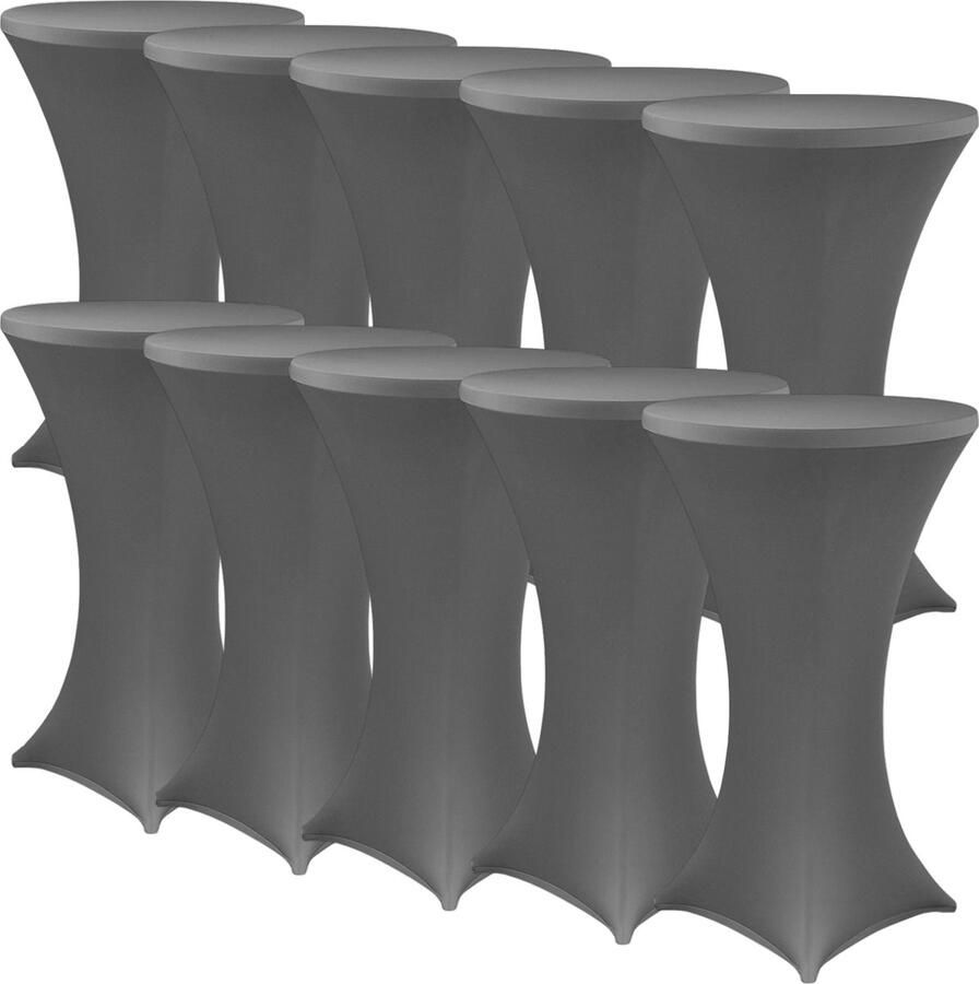 NYVI Sta-tafelhoes Gala Antraciet Ø 60-65 cm Set van 10 Elastische premium stretchhoezen voor standaard bistro- & statafels Rekbare tafelbekleding