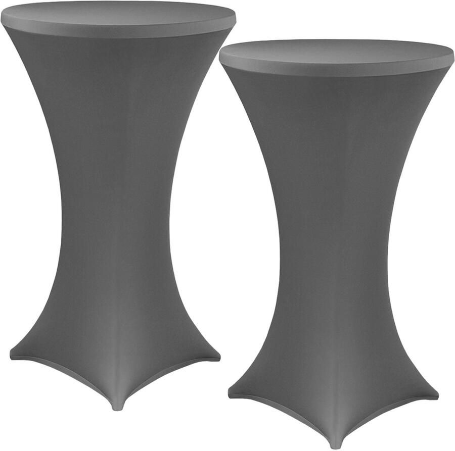 NYVI Sta-tafelhoes Gala Antraciet Ø 60-65 cm Set van 2 Elastische premium stretchhoezen voor standaard bistro- & statafels Rekbare tafelbekleding