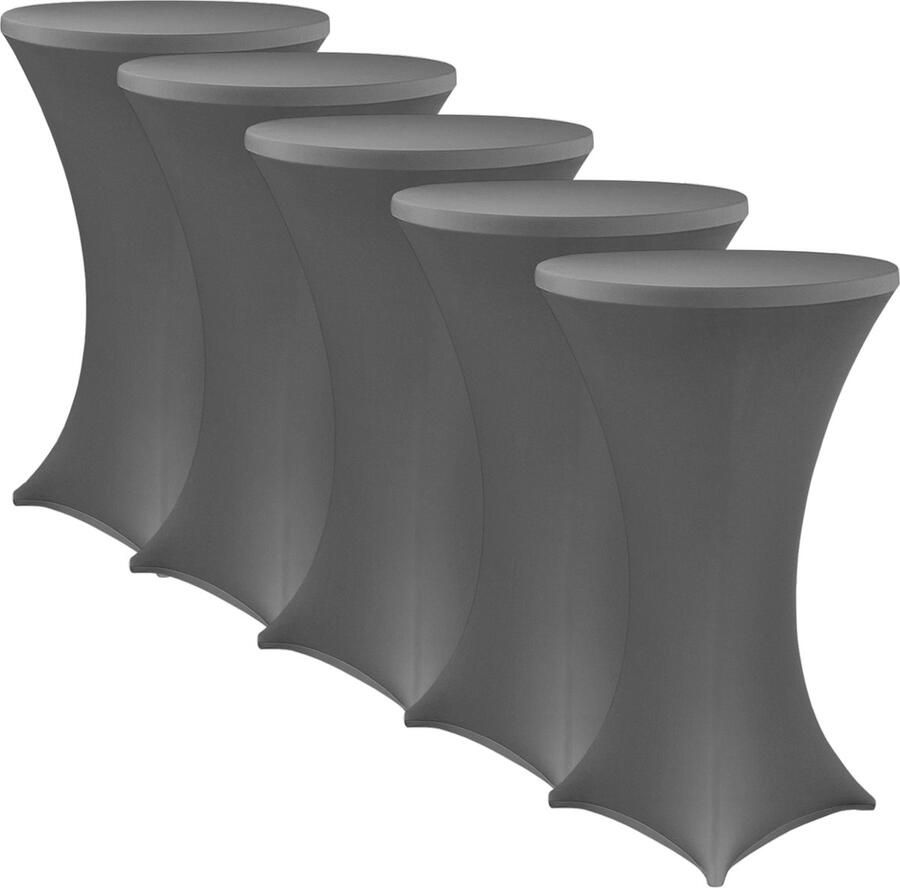 NYVI Sta-tafelhoes Gala Antraciet Ø 60-65 cm Set van 5 Elastische premium stretchhoezen voor standaard bistro- & statafels Rekbare tafelbekleding