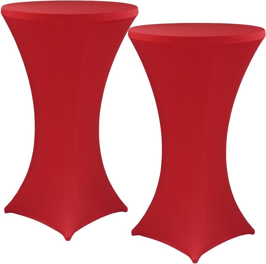 NYVI Sta-tafelhoes Gala Rood Ø 60-65 cm Set van 2 Elastische premium stretchhoezen voor standaard bistro- & statafels Rekbare tafelbekleding