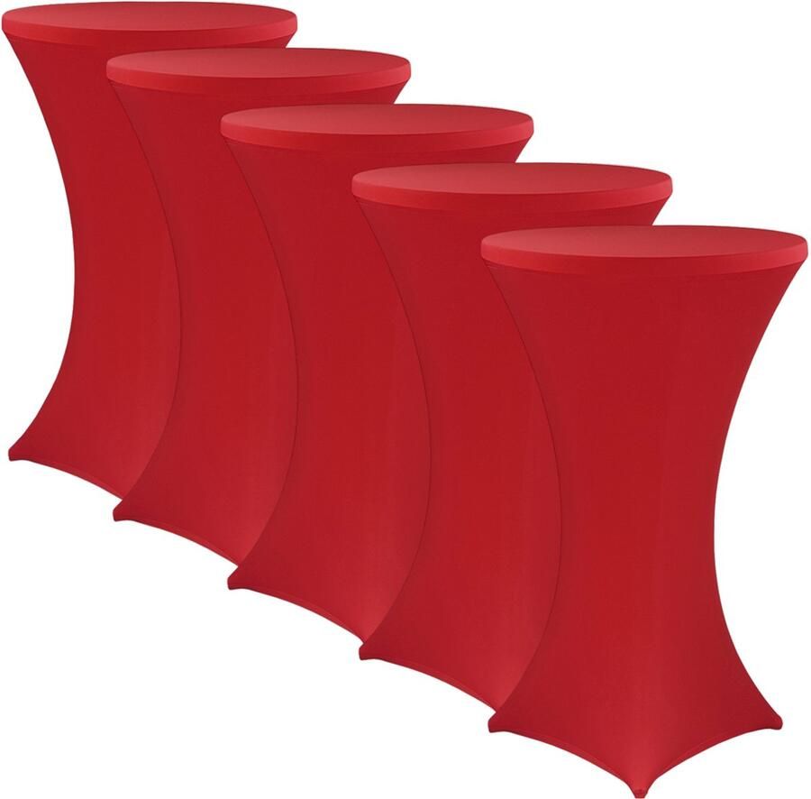 NYVI Sta-tafelhoes Gala Rood Ø 80-85 cm Set van 5 Elastische premium stretchhoezen voor standaard bistro- & statafels Rekbare tafelbekleding