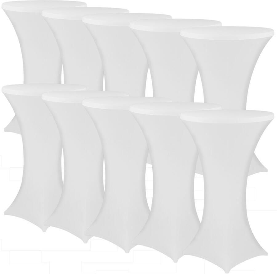 NYVI Sta-tafelhoes Gala Wit Ø 80-85 cm Set van 10 Elastische premium stretchhoezen voor standaard bistro- & statafels Rekbare tafelbekleding