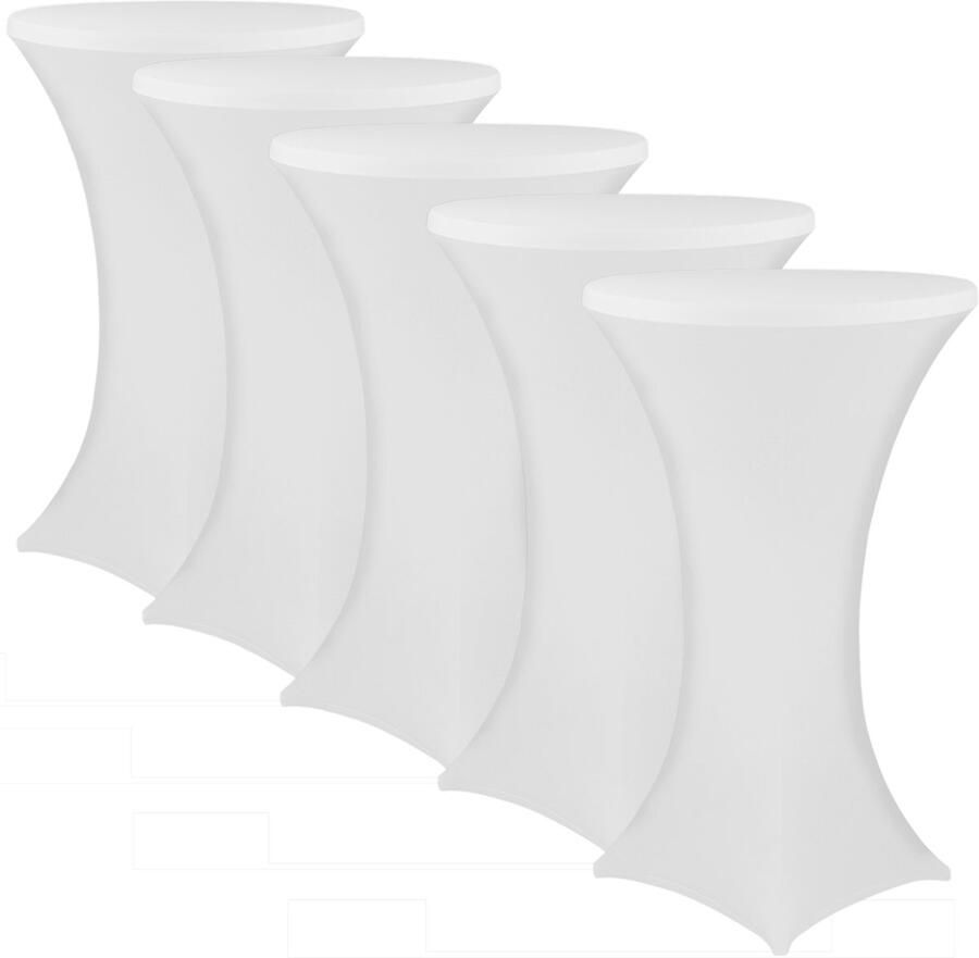 NYVI Sta-tafelhoes Gala Wit Ø 80-85 cm Set van 5 Elastische premium stretchhoezen voor standaard bistro- & statafels Rekbare tafelbekleding