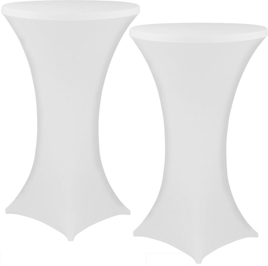 NYVI Sta-tafelhoes Gala Wit Ø 80-85 cm Set van 2 Elastische premium stretchhoezen voor standaard bistro- & statafels Rekbare tafelbekleding
