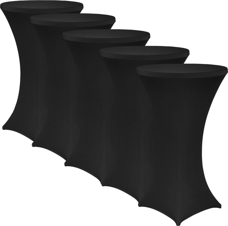 NYVI Sta-tafelhoes Gala Zwart Ø 70-75 cm Set van 5 Elastische premium stretchhoezen voor standaard bistro- & statafels Rekbare tafelbekleding