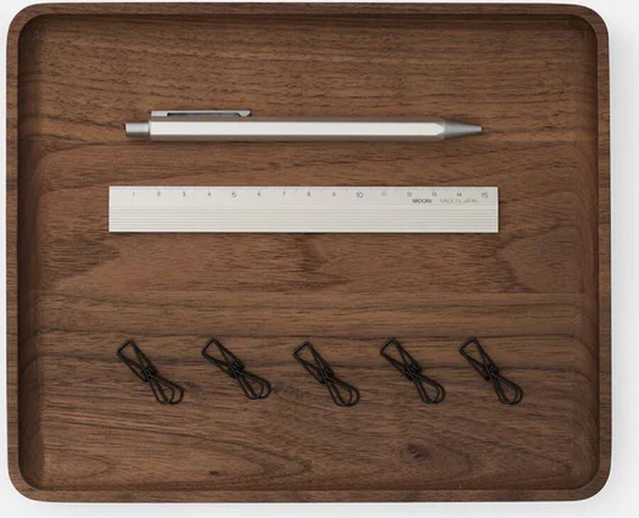 Oakywood Catchall Tray Walnut Massief Walnoot Luxe Houten Bureau Organiser Medium 24 x 20 cm