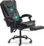 Oceans Massage Bureaustoel 7 massage punten Kunstleer Voetensteun Kantoorstoel Zwart Massage 7 Standen Ergonomisch Bureau Massage - Thumbnail 2