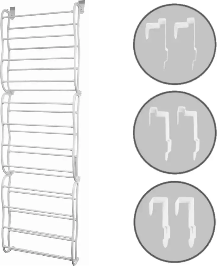 O'DADDY Hangend Schoenenrek Deur Geschikt voor Opdek en Stompe Deuren Beide Kanten Schoenrek Schoenenkast Schoenkast – 20 x 51 x 182 cm Wit - Foto 1