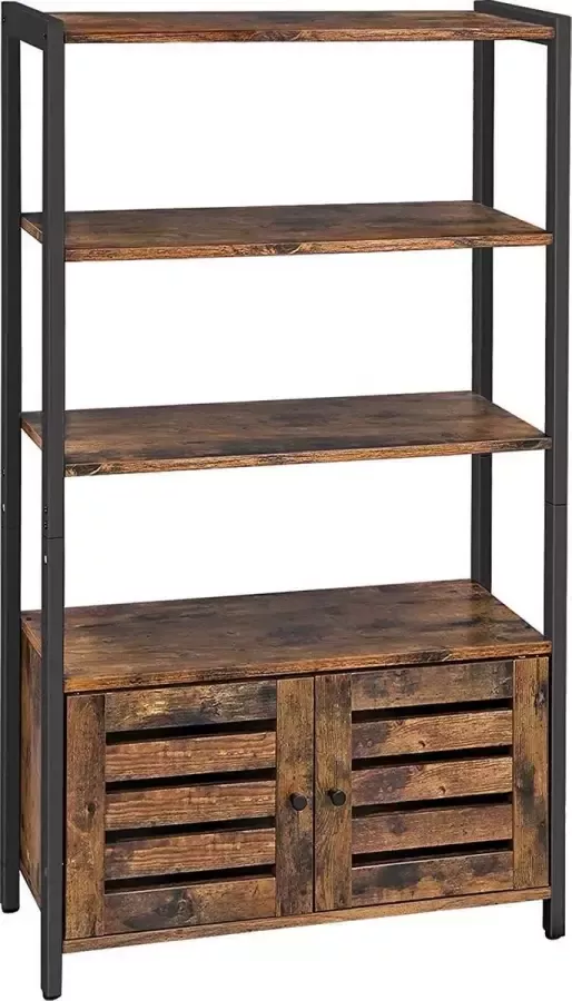 O'DADDY kastje Opbergkasten met deuren Boekenkast industrieel 3 planken en 2 deuren Boekenrek 70 x 30 x 121 5 cm bruin