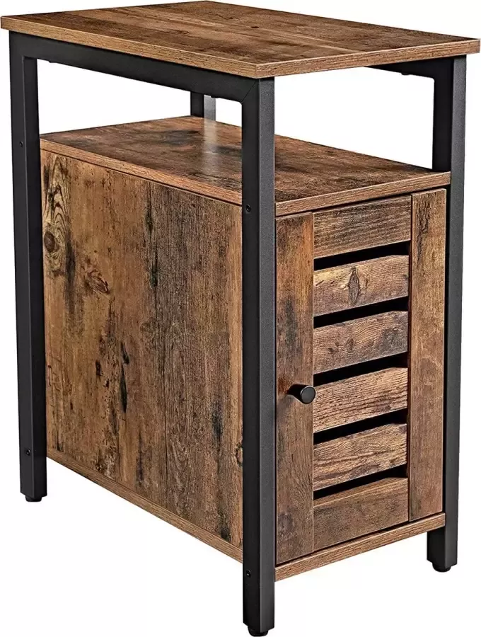 O'DADDY Nachtkastjes industrieel bijzettafel nachtkastje met deur en planken 30 x 50 x 60 cm bruin - Foto 1