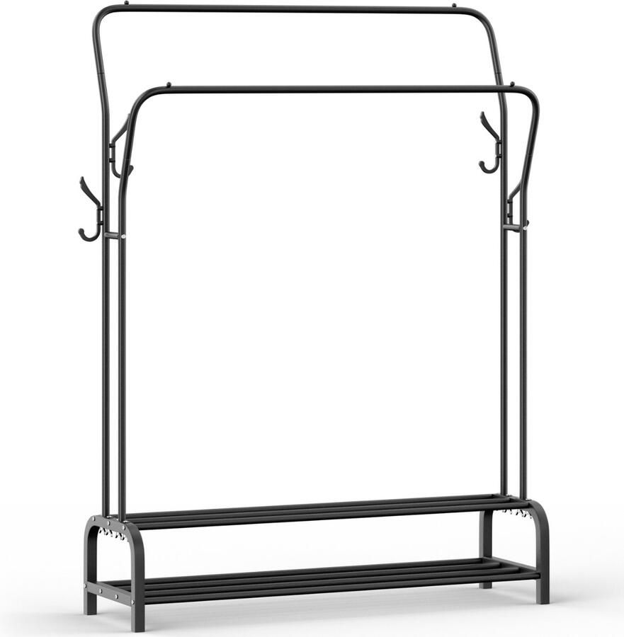 O'DADDY Kledingrek Garderoberek Kledingrek metaal Kledingstang Kledingrek Industrieel Kleding rek kledingrek zwart kledingrekken kledingrek dubbel 110 x 33 x (137-157) cm tot 25 kg per buis