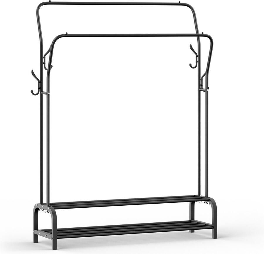 O'DADDY Kledingrek Garderoberek Kledingrek metaal Kledingstang Kledingrek Industrieel Kleding rek kledingrek zwart kledingrekken kledingrek dubbel 110 x 33 x (137-157) cm tot 25 kg per buis - Foto 2