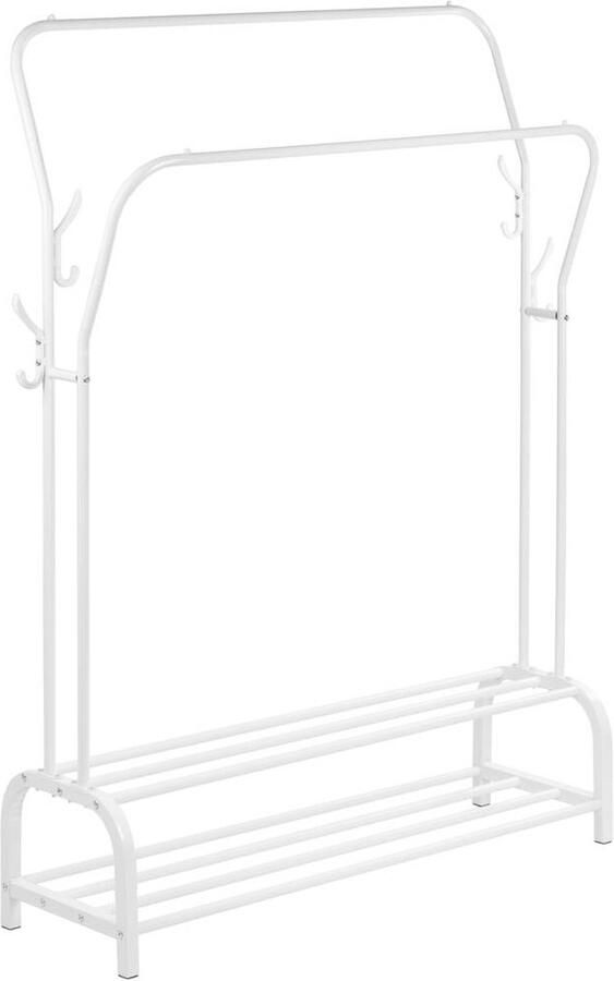O'DADDY Kledingrek metaal met dubbel schoenenrek kledingrek wit kledingrekken kledingrek dubbel kledingstang garderoberek Kledingrek dubbel 110 x 33 x (137-157) cm tot 25 kg per buis