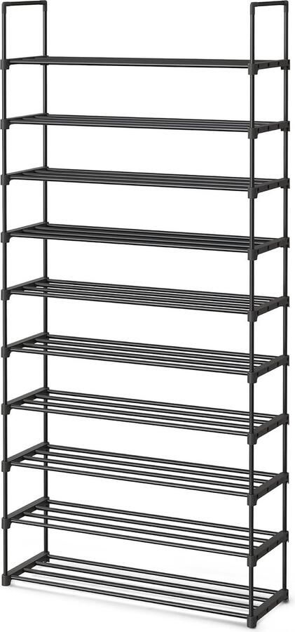 O'DADDY Schoenenrek 10 Lagen Schoenen Opbergsysteem Schoenen kast Schoenenrek Schoenkast Schoenenkast Opbergrek voor 35 tot 40 Paar Schoenen Zwart Metaal - Foto 2