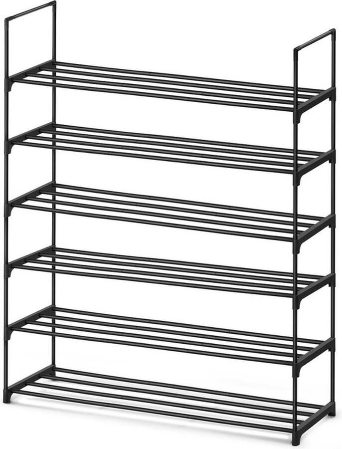 O'DADDY Schoenenrek 6 Lagen Schoenen opbergsysteem Schoenen kast Schoenenrekje Schoenkast Schoenenkast Opbergrek voor 20 tot 24 Paar Schoenen Zwart Metaal - Foto 2